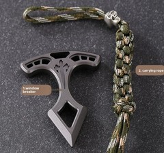 Multifunction EDC alloy Tool with rope car window breaker outdoor Survival Gear