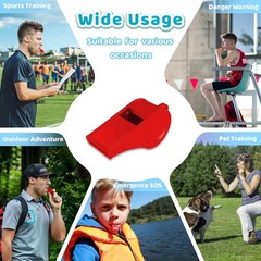 144 PCS Plastic Whistle for Coach with Lanyard Red Coaches Referee Whistle Bu…
