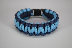 550 Paracord Survival Bracelet Cobra Navy Blue/Carolina Blue «Made in the USA»