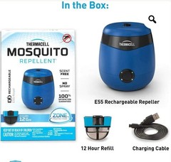 Thermacell E55 Rechargeable Mosquito Repeller 20’ Mosquito Protection (Blue) NIB