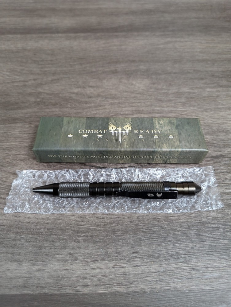 Combat Ready CBR373 Tactical Defense Pen Black Aluminum Survival Tool w/ Box