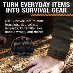 SurvivorCord 100FT Military Grade Paracord Durable Camping Outdoor Survival Rope