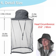 Mosquito Head Face Net Hat Bee Insect Bug Protection Hidden Mesh Fishing Sun Cap
