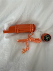 5in1 Camping Survival Whistle Compass Fire Starter Storage Container Mirror