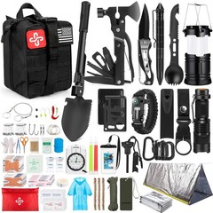 Survival Kit, 250Pcs Gear First Aid Kit with Molle Large, A-Black
