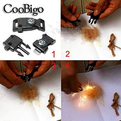 10 Pcs Compass Flint Scraper Fire Starter Whistle Buckle for Paracord Bracelet