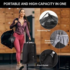 2 Packs Travel Laundry Bags, CLEADUS Foldable Dirty Clothes Bag Large, Black
