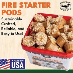 Superior Trading Fire Starter Pods 50 Extra Large 3lbs