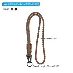 2Pcs 22″ Paracord Neck Lanyard Keychain Braided Strong Lanyard with Brown Green