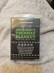 Emergency Thermal Blanket – 52″ × 82″ – Olive Green & Silver – 1pk