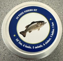 20 Piece EMERGENCY FISHING KIT 2.5” Tin w/ I ❤️fishing Oval Decal