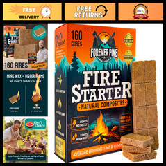 Fire Starter Cubes 160 pcs – Natural Odorless Waterproof Firestarter Squares for