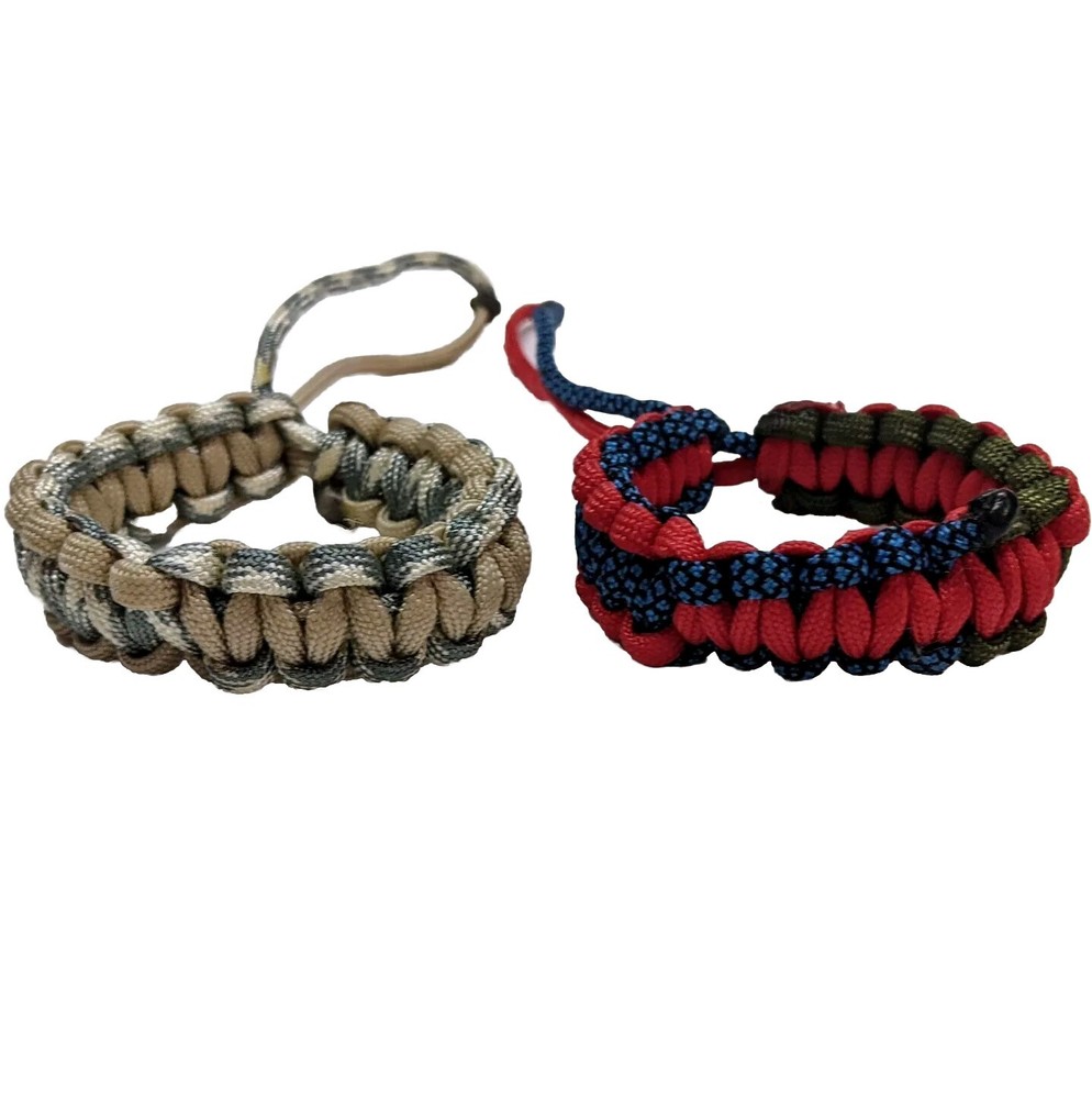 Paracord 550 Bracelets Set *2* Survival Outdoor Military Style Handmade OOAK USA