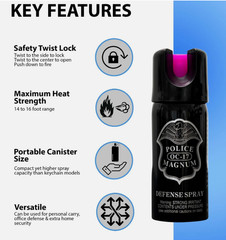 POLICE MAGNUM 1 Pack .50oz Safety Lock OC-17 Pepper Spray For Self Defense(D18