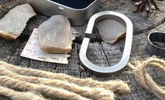 Complete Flint and Steel Fire Starter Set, Texas Chert /Flint Sharpener/ Extras