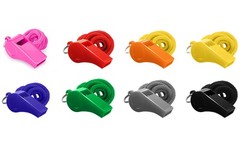 8-Pack Loud 120dB Safety Whistles with Lanyard – Bright Colored Plastic