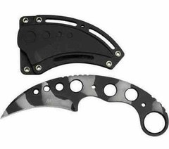 Urban Camo Tactical Karambit Fixed Blade 7″+ Go Bag 3 Pocket Zipper Pouch #2