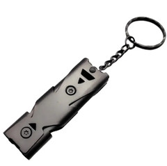 1pc Double Tube Survival Whistle Keychain 180dB Outdoor Emergency Tool – NEW