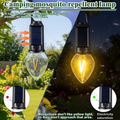 4 Pcs Solar Mosquito Repellent Camping Lantern with Yellow Light, Mosquito-re…