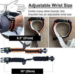 Paracord Survival Bracelet (2 Pack) | Flint Steel Fire Starter, Whistle, Compass