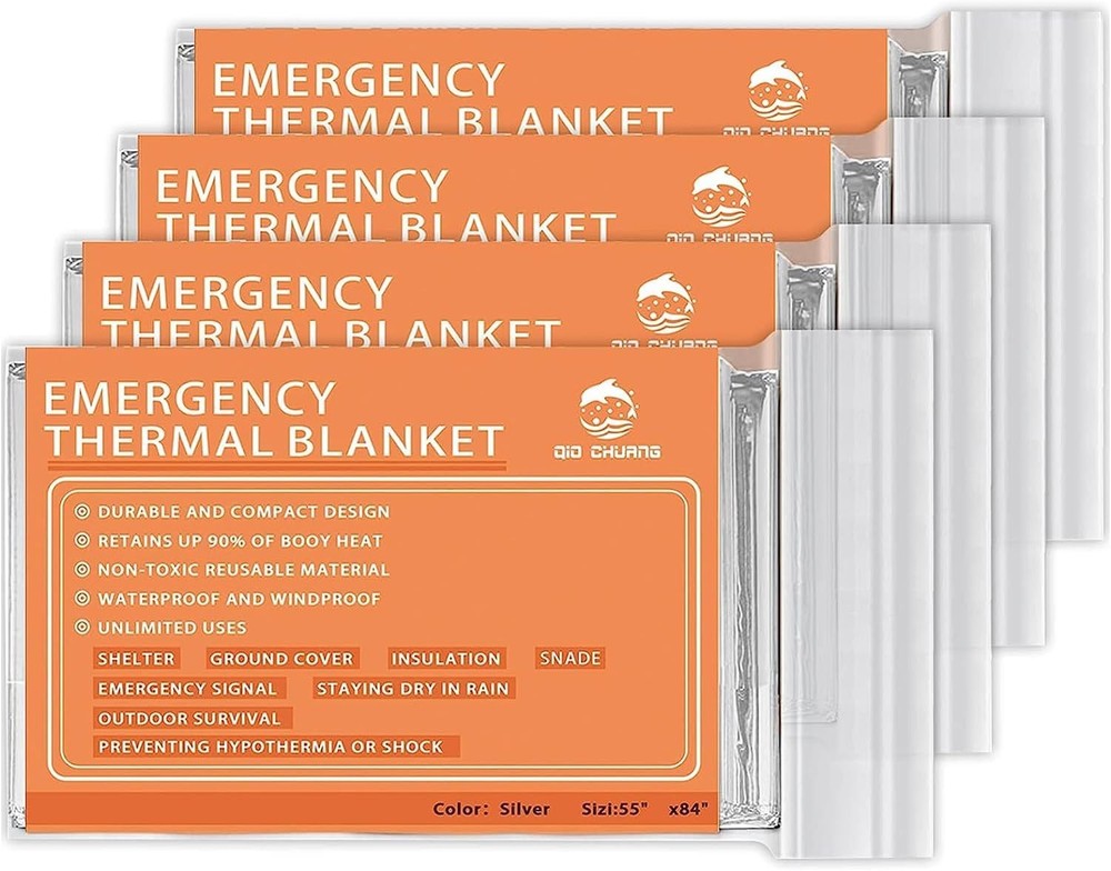 Emergency Mylar Thermal Blankets -Space Blanket 84 inches x 55 inches, Orange
