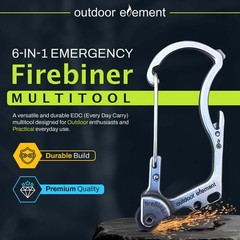 OUTDOOR ELEMENT Firebiner® 6-in-1 Survival Multitool Carabiner Silverthorne