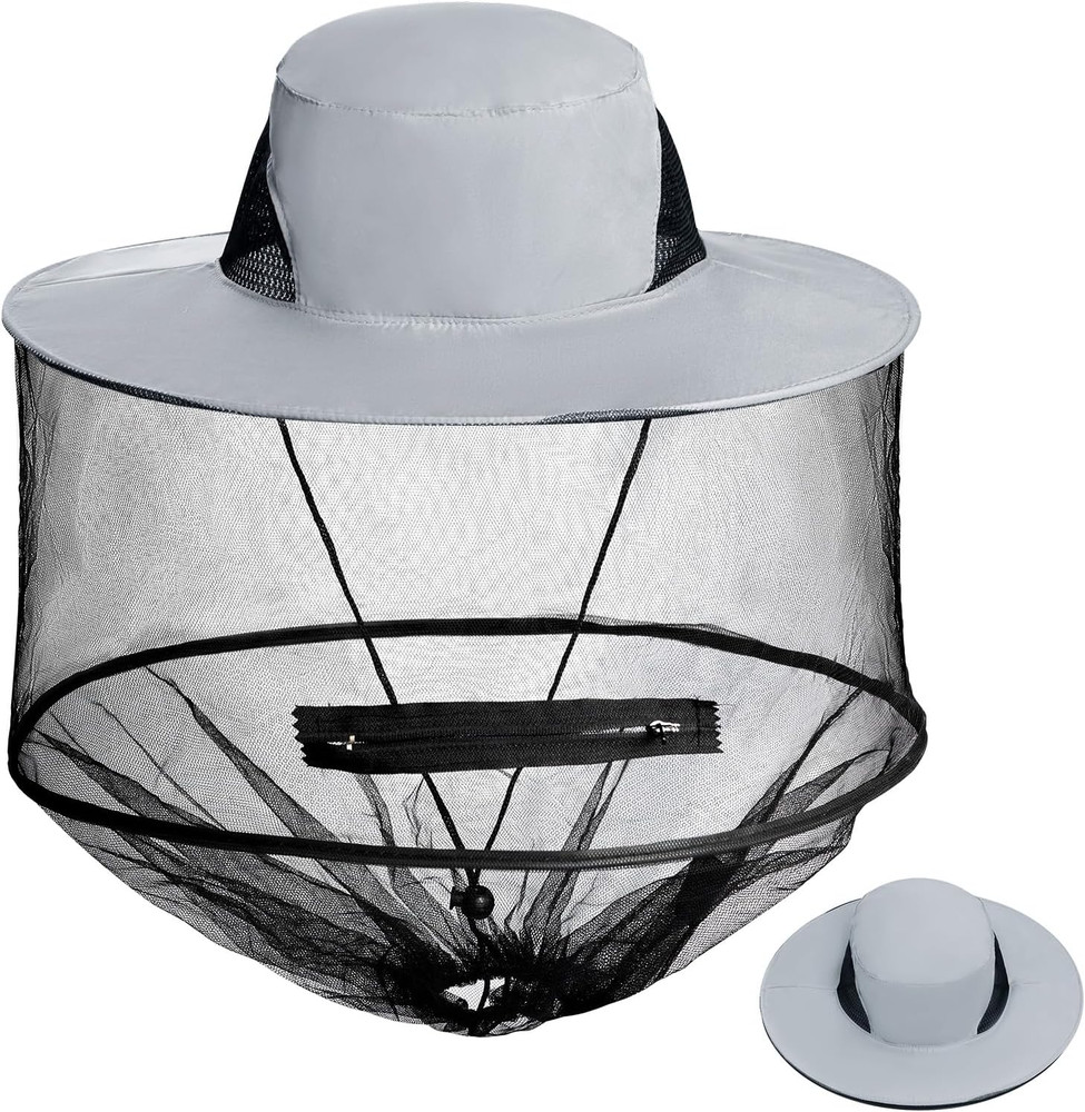 Mosquito Head Net Hat Sun Hat Garden Bug Hat with Hidden Net Mesh for Outdoor Ga