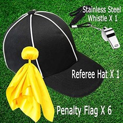 Referee Hat and Whistle Set with 6 Penalty Flags Complete Football Accessories