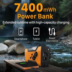 Emergency Solar Hand Crank Weather Radio 2000mAh Power Bank Charger Flash Light