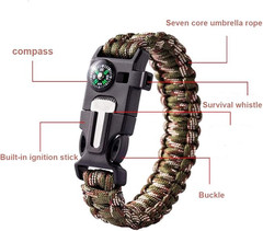 2x Paracord Bracelet Waterproof Outdoor Adjustable Survival emergency Knife Kit