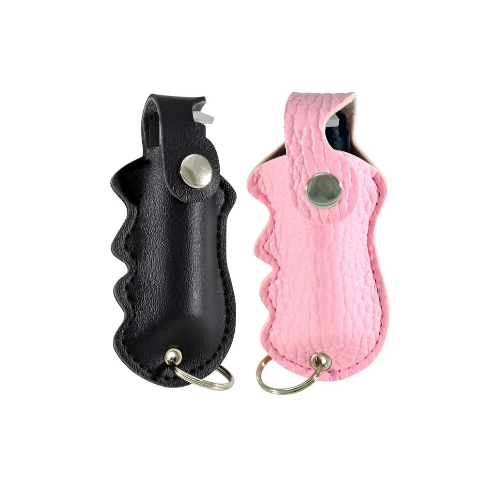 Pepper Defense 2-PACK OC Pepper Spray Max Strength Black & Pink Holsters UV Dye