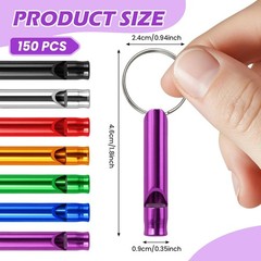 200 Pcs Aluminum Extra Loud Emergency Whistle Keychain Bulk Set
