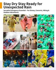 Disposable Rain Ponchos – Extra Long Waterproof One Size Tall, Blue 6pcs