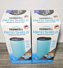 Lot of 2 Thermacell Patio Mosquito Repeller w/ Refill Scent-Free 15 Ft Zone Blue