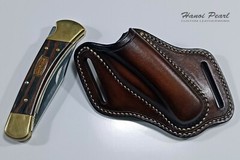 Custom Cross Draw Leather Sheath for Buck 110 Folding Hunter
