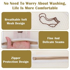 LXUEJIE 4 Pcs 7.87×7.09 Inch Small Mesh Laundry 0.36 liters, Beige, Brown