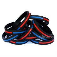 Set of CHILD Combined Thin Red & Blue Line Wristbands – Firefighter Police Lot