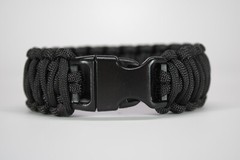 550 Paracord Survival Bracelet King Cobra Solid Black «Made in the USA»