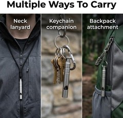 Titanium Emergency Whistle, 120dB Loud Pealess Signal Whistle with Lanyard and
