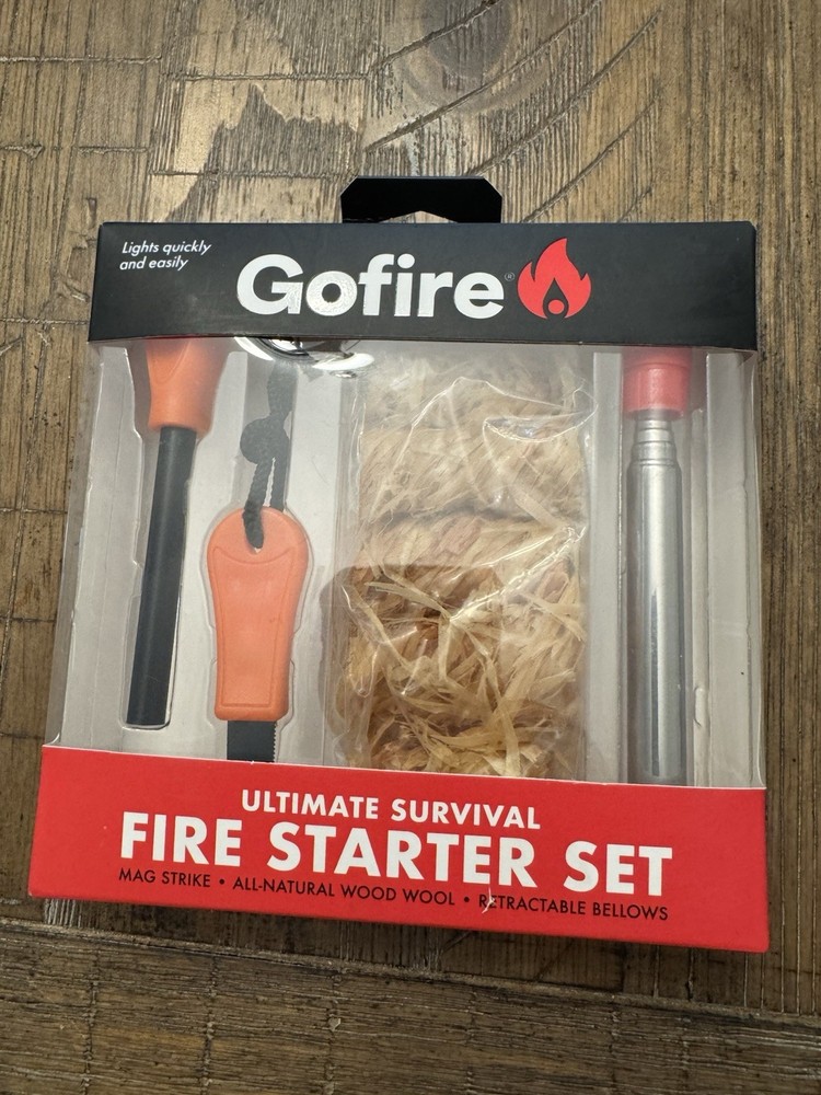GO Fire Ultimate Fire Starter Set mag strike all natural wood wool