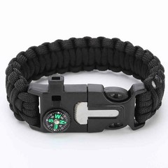 No Flint Survival Paracord Bracelet Tactical Whistle Emergency Rescue Wristband
