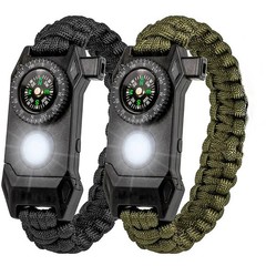 Fashion Men Outdoor LED Light Survival Umbrella Rope SOS Bracelet Emergency.