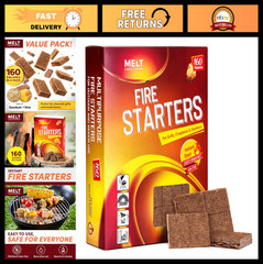 160 Fire Starter Squares – Charcoal Fire Starters for Campfires, BBQ, Outdoor Us