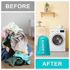 2 Pack XL Travel Laundry Bag, Machine Washable 24″x36″ |2 Pack, Blue+Grey