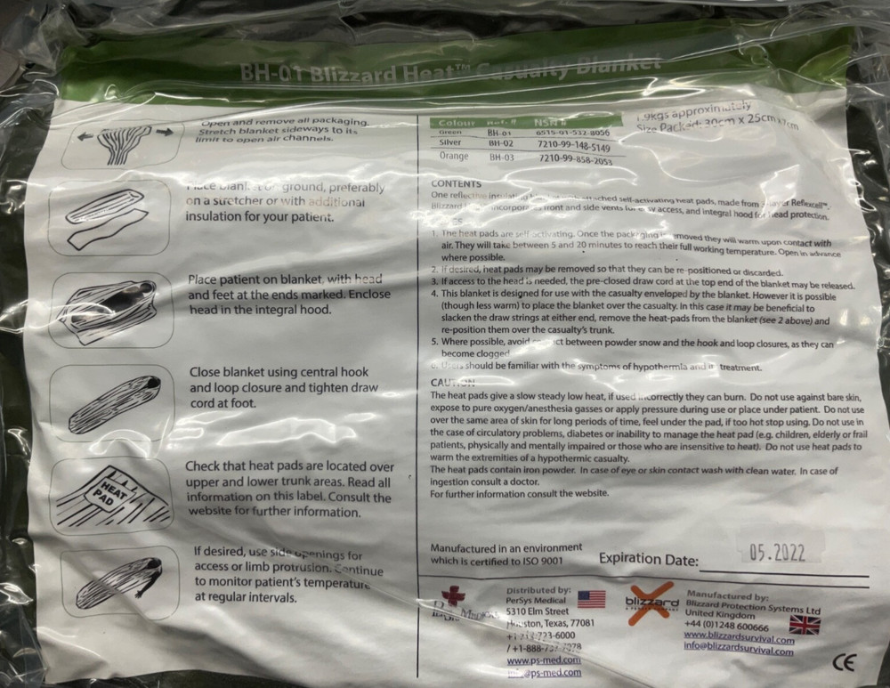 Blizzard Heat Casualty Rescue Blanket, Reflexcell Military First Responder BH-01