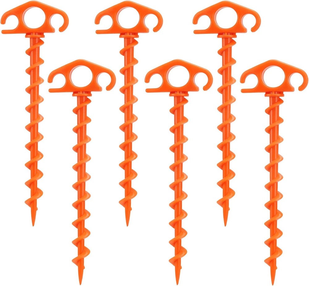 Tent Stakes Sand for Beach Spiral Anchor 9.4 Inch Orange