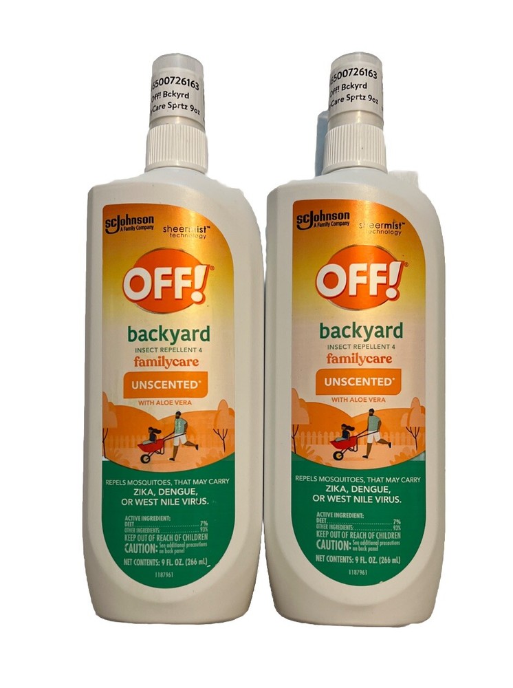 Off! Backyard Insect Repellent 4 Familycare Unscented Aloe Vera 9fl oz -Lot of 2