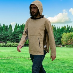 Fabric & Mesh Mosquito Jacket with Adjustable Hood & Storage Pocket, Lightwei…