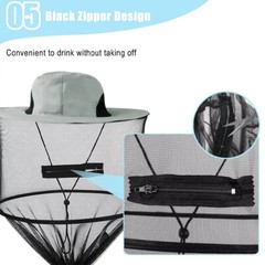 2PCS Mosquito Head Net Hat with Hidden Mesh Protect Bugs Bees for Hiking Fishing