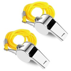 Stainless Steel Sport Whistle Bulk With Lanyard Loud Crisp Sound 24 Pcs